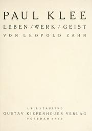 Cover of: Paul Klee by Leopold Zahn