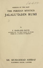 Cover of: Persian mystics, Jalalu'd-din Rumi ...