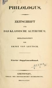 Cover of: Philologus: Zeitschrift für das klassische Alterthum