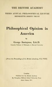 Cover of: Philosophical opinion in America