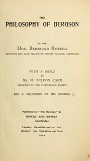 Cover of: The philosophy of Bergson