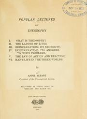 Cover of: Popular lectures on theosophy