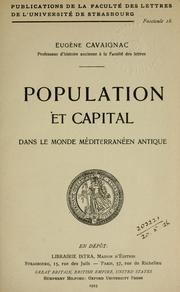 Cover of: Population et capital dans le monde méditerranéen antique.