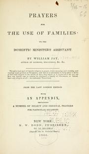 Cover of: Prayers for the use of families: or, The domestic minister's assistant