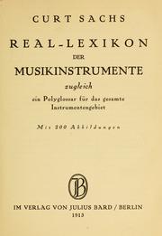 Cover of: Real-Lexikon der Musikinstrumente by Curt Sachs