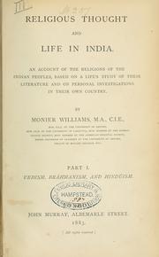 Cover of: Religious thought and life in India.: Pt. 1. Vedism, Brahmanism, and Hinduism.