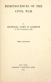Cover of: Reminiscences of the Civil War by John Brown Gordon