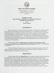 Report to the 2005 General Assembly of North Carolina, 2006 regular session, on puppy mills by North Carolina. General Statutes Commission.
