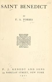 Cover of: Saint Benedict. by Frances Alice Forbes