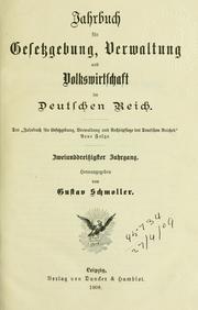 Cover of: Schmollers Jahrbuch für Gesetzgebung, Verwaltung und Volkswirtschaft