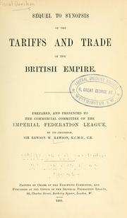 Cover of: Sequel to Synopsis of the tariffs and trade of the British Empire
