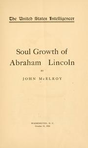 Cover of: Soul growth of Abraham Lincoln