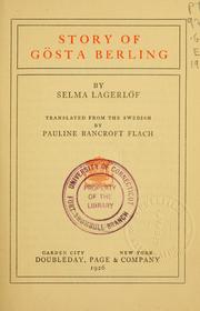 Cover of: Story of Gösta Berling by Selma Lagerlöf