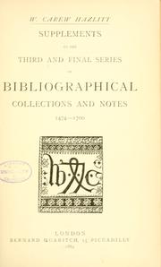 Cover of: Supplements to the third and final series of bibliographical collections and notes: 1474-1700