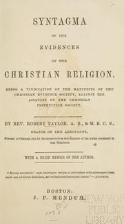 Cover of: Syntagma of the evidences of the Christian religion ...