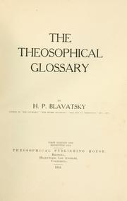 Cover of: The theosophical glossary