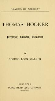 Cover of: Thomas Hooker: preacher, founder, democrat