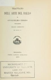 Cover of: Trattato dell'arte del ballo by Guglielmo Ebreo da Pesaro