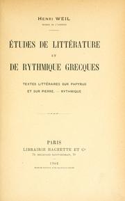 Cover of: Études de littérature et de rythmique grecques: Textes littéraires sur papyrus et sur pierre.-Rythmique.