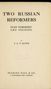 Cover of: Two Russian reformers, Ivan Turgenev, Leo Tolstoy.