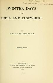 Cover of: Winter days in India and Elsewhere by William George Black