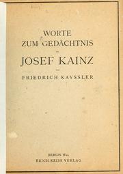 Cover of: Worte zum Gedächtnis an Josef Kainz.