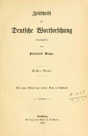 Cover of: Zeitschrift für deutsche Wortforschung