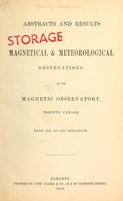 Cover of: Abstracts and results of magnetical and meteorological observations.