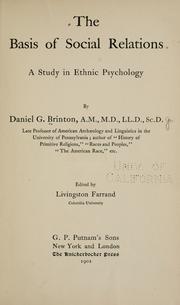 Cover of: basis of social relations: a study in ethnic psychology