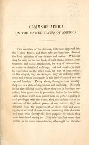 Cover of: Claims of Africa on the United States of America. by 