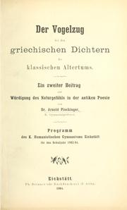 Cover of: Der Vogelzug bei den griechischen Dichtern des klassischen Altertums. by Arnold Pischinger
