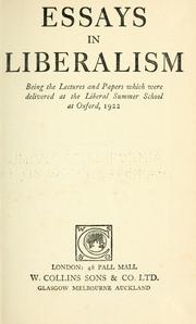 Cover of: Essays in liberalism by 