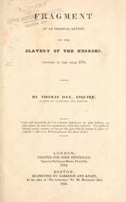 Cover of: Fragment of an original letter on the slavery of the negroes: written in the year 1776