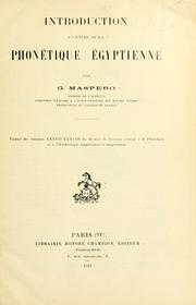 Cover of: Introduction à l'étude de la phonétique égyptienne. by Gaston Maspero