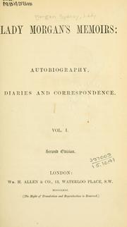 Cover of: Lady Morgan' memoirs: autobiography, diaries and correspondence.