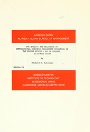 Cover of: The quality and relevance of international business management education in the United States by Richard D. Robinson