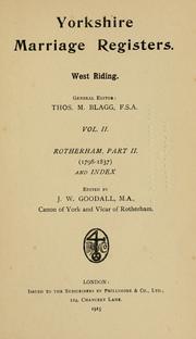 Cover of: Yorkshire marriage registers. West Riding
