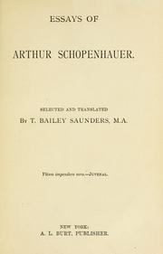 Cover of: The Essays Of Arthur Schopenhauer