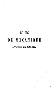 Cover of: Cours de me canique applique e aux machines