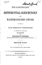 Cover of: Die partiellen Differential-gleichungen der mathematischen Physik: nach Riemanns  Vorlesungen in 5. Aufl. bearb.