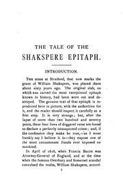 The tale of the Shakspere epitaph by Edward Hewes Gordon Clark
