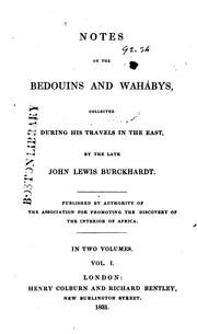 Cover of: Notes on the Bedouins and Waha bys: collected during his travels in the East