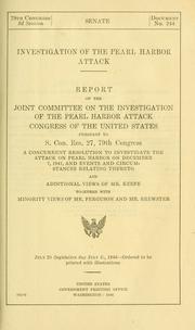 Cover of: Investigation of the Pearl Harbor attack