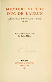 Cover of: Memoirs of the Duc de Lauzun (Armand Louis de Gontaut, duc de Biron) 1747-1783.