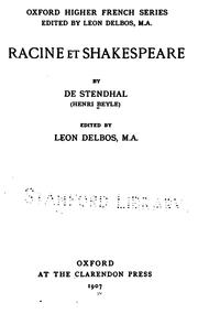 Cover of: Racine et Shakespeare by Stendhal