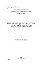 Cover of: Studies in Moro history, law, and religion by Najeeb M. Saleeby