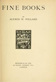 Cover of: Fine books by Alfred William Pollard