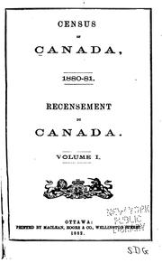 Cover of: Census of Canada, 1880-81.: Recensement du Canada