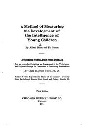 Cover of: A Method of Measuring the Development of the Intelligence of Young Children