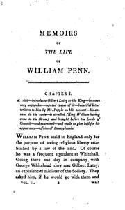 Cover of: Memoirs of the Private and Public Life of William Penn